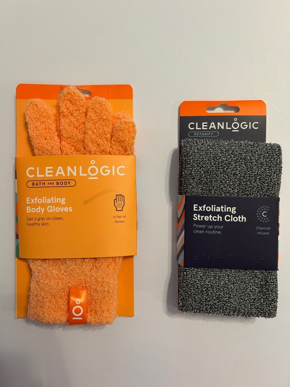 Exfoliating body gloves and stretch cloth